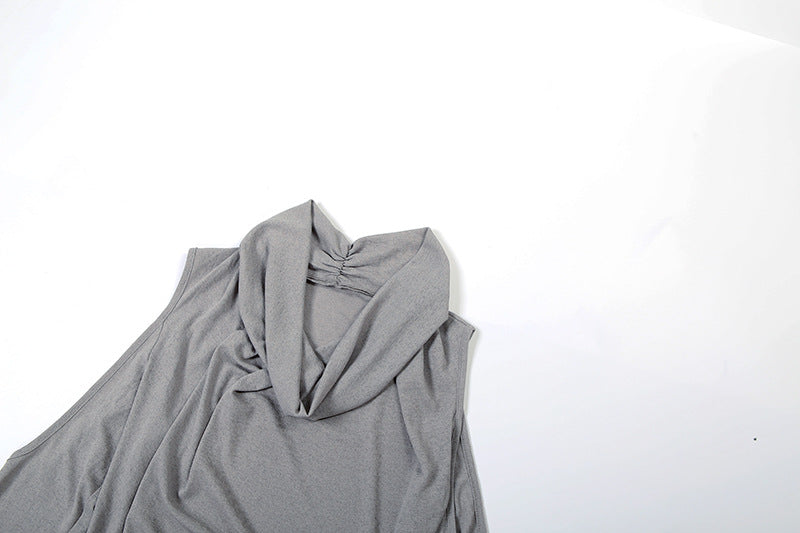 Gothic Glam Sheer Cowl Neck Top - Off-Shoulder Ruched Party Statement for Fall & Holidays