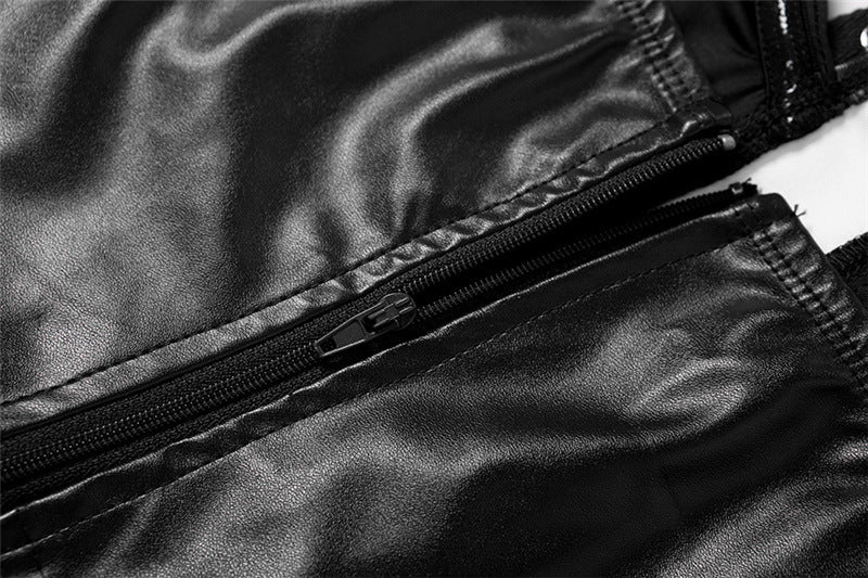 Edgy Glam Black Faux Leather Lace-Up Corset Top | Women's Sexy Cami for Holiday Parties & NYE