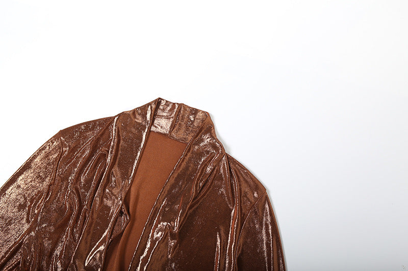 Iridescent Shimmer Tie-Neck Mini Skirt Set: Your Holiday Party & NYE Statement