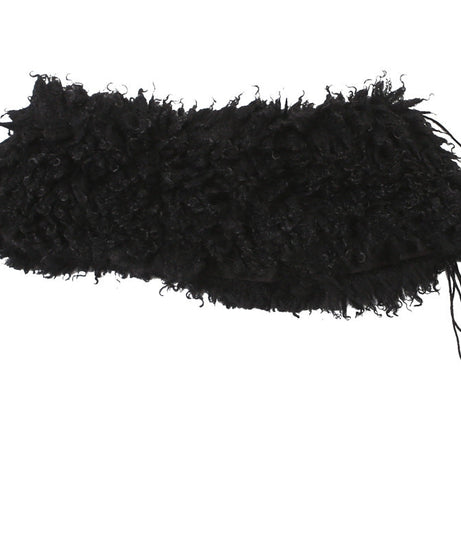 Chic Black Fluffy One-Shoulder Maxi Dress - Holiday Gala & Evening Events