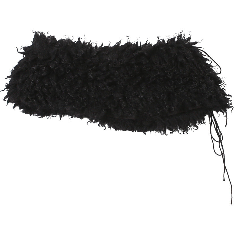 Chic Black Fluffy One-Shoulder Maxi Dress - Holiday Gala & Evening Events