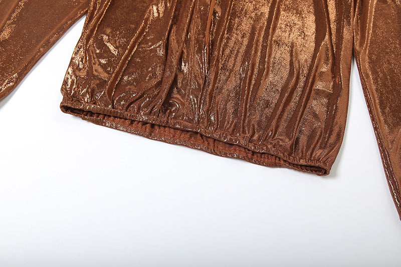 Iridescent Shimmer Tie-Neck Mini Skirt Set: Your Holiday Party & NYE Statement