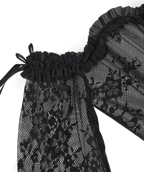 Enchanting Black Lace Off-Shoulder Corset Top | Gothic Romance for Fall & Holiday Parties