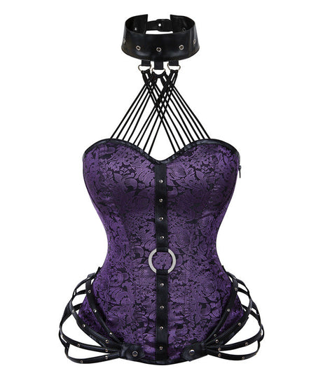 Siren Red Gothic Halter Corset Top with O-Ring & Cage Straps - Edgy Fall & Winter Glamour