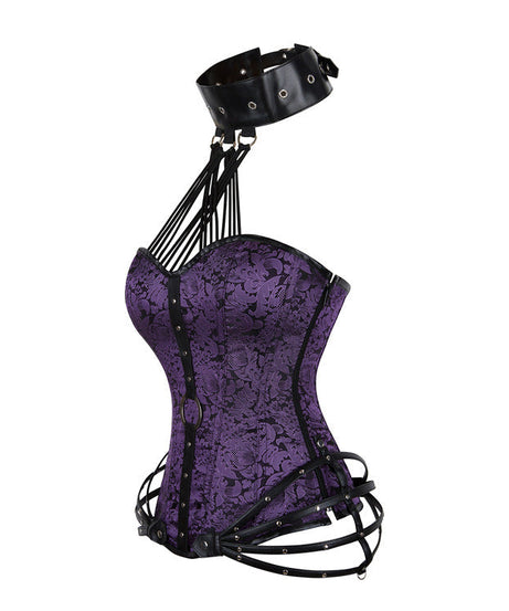 Siren Red Gothic Halter Corset Top with O-Ring & Cage Straps - Edgy Fall & Winter Glamour