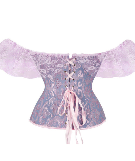 Enchanting Lavender Off-Shoulder Lace Corset Top - Perfect for Holiday Parties & Romantic Evenings
