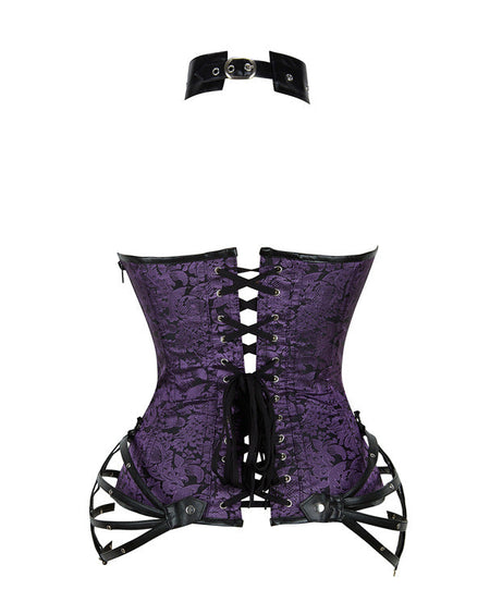 Siren Red Gothic Halter Corset Top with O-Ring & Cage Straps - Edgy Fall & Winter Glamour