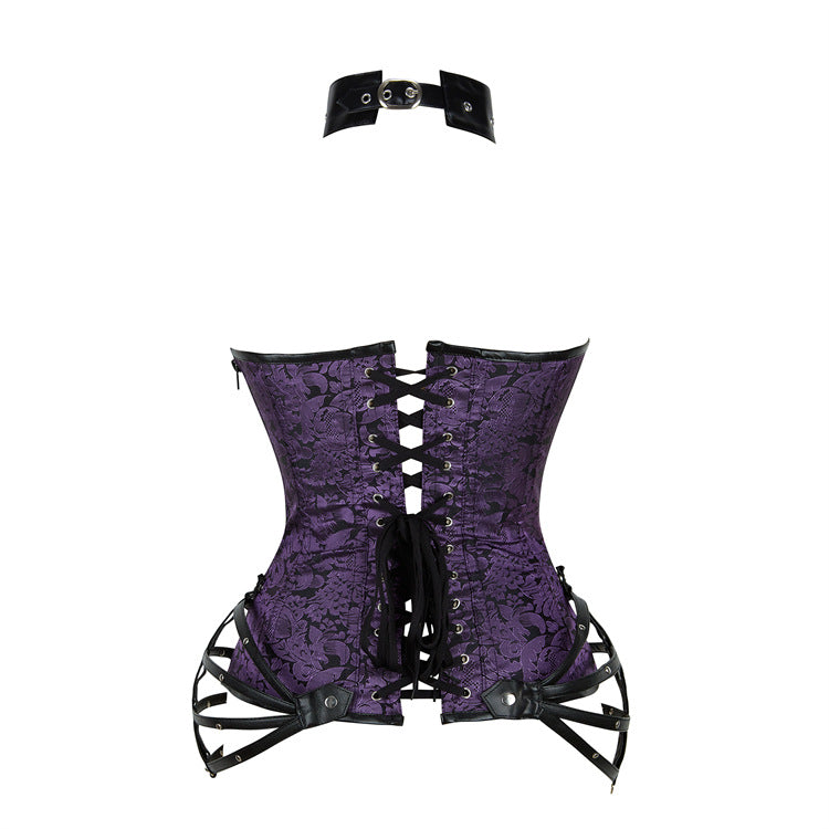 Siren Red Gothic Halter Corset Top with O-Ring & Cage Straps - Edgy Fall & Winter Glamour