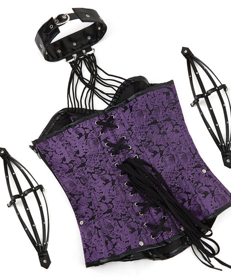 Siren Red Gothic Halter Corset Top with O-Ring & Cage Straps - Edgy Fall & Winter Glamour