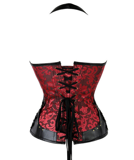 Women's Steampunk Halter Corset Top - Brocade & Buckle Goth-Chic for Halloween & Fall Parties
