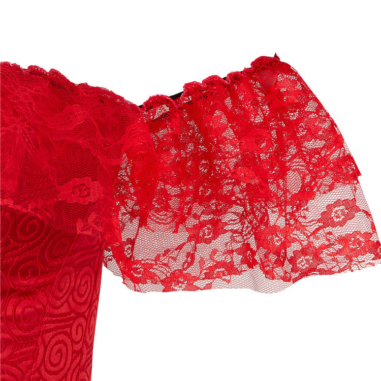 Enchanting Lavender Off-Shoulder Lace Corset Top - Perfect for Holiday Parties & Romantic Evenings