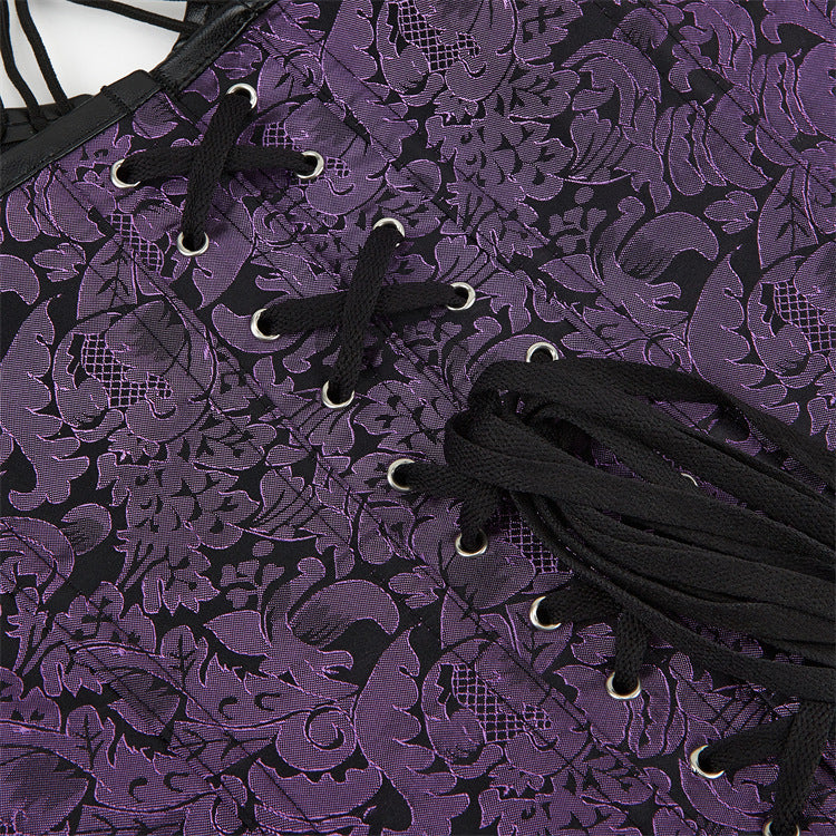 Siren Red Gothic Halter Corset Top with O-Ring & Cage Straps - Edgy Fall & Winter Glamour