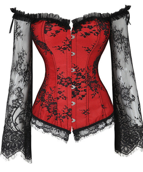 Enchanting Black Lace Off-Shoulder Corset Top | Gothic Romance for Fall & Holiday Parties