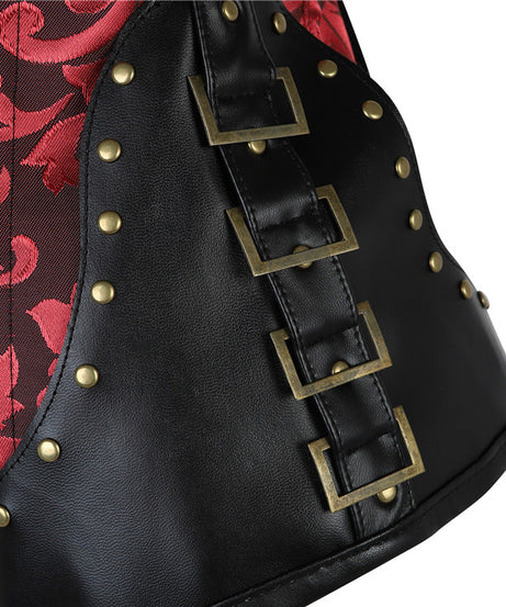 Women's Steampunk Halter Corset Top - Brocade & Buckle Goth-Chic for Halloween & Fall Parties