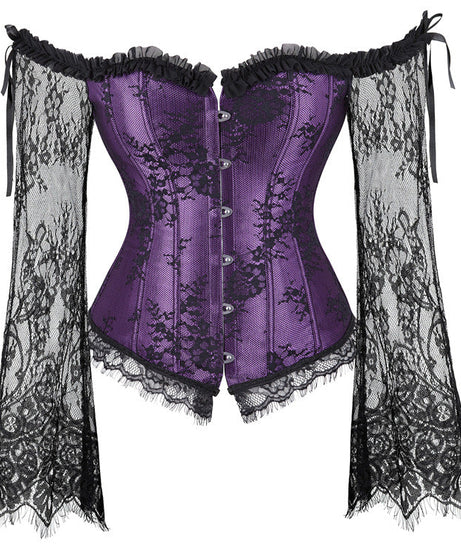 Enchanting Black Lace Off-Shoulder Corset Top | Gothic Romance for Fall & Holiday Parties