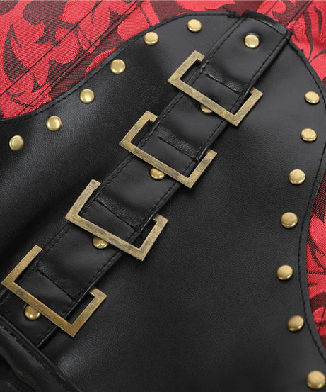 Women's Steampunk Halter Corset Top - Brocade & Buckle Goth-Chic for Halloween & Fall Parties