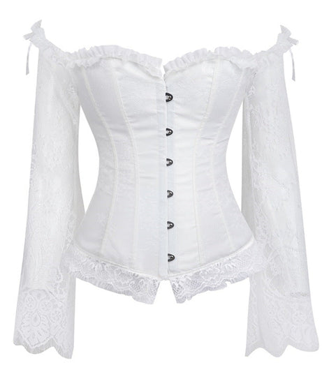 Enchanting Black Lace Off-Shoulder Corset Top | Gothic Romance for Fall & Holiday Parties