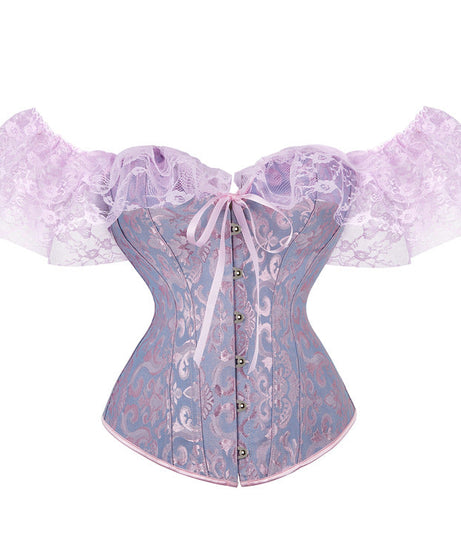 Enchanting Lavender Off-Shoulder Lace Corset Top - Perfect for Holiday Parties & Romantic Evenings