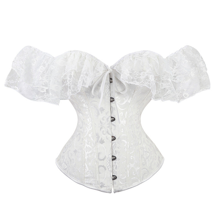 Enchanting Lavender Off-Shoulder Lace Corset Top - Perfect for Holiday Parties & Romantic Evenings
