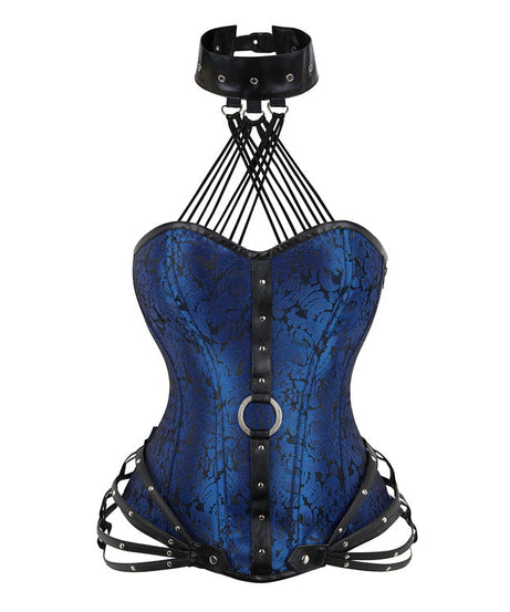 Siren Red Gothic Halter Corset Top with O-Ring & Cage Straps - Edgy Fall & Winter Glamour