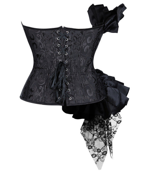 Enchanting Black Ruffle & Lace Corset Top | Steampunk & Gothic Glam for Fall & Holiday Parties