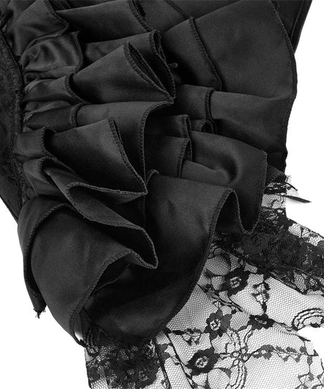 Enchanting Black Ruffle & Lace Corset Top | Steampunk & Gothic Glam for Fall & Holiday Parties