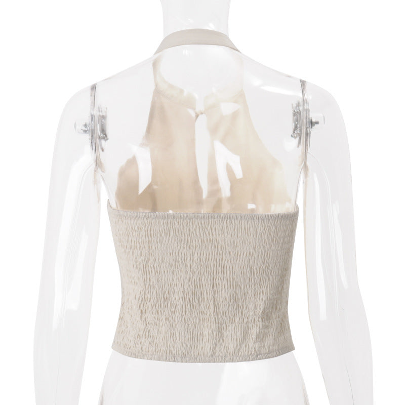 Chic Halter Button-Front Vest Top - Elevate Your Fall & Holiday Style