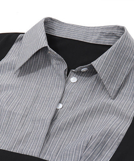 Effortless Chic Contrast Stripe Long Sleeve Polo Top - Your Fall & Holiday Go-To