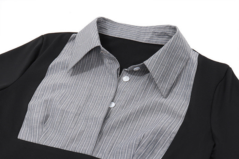 Effortless Chic Contrast Stripe Long Sleeve Polo Top - Your Fall & Holiday Go-To