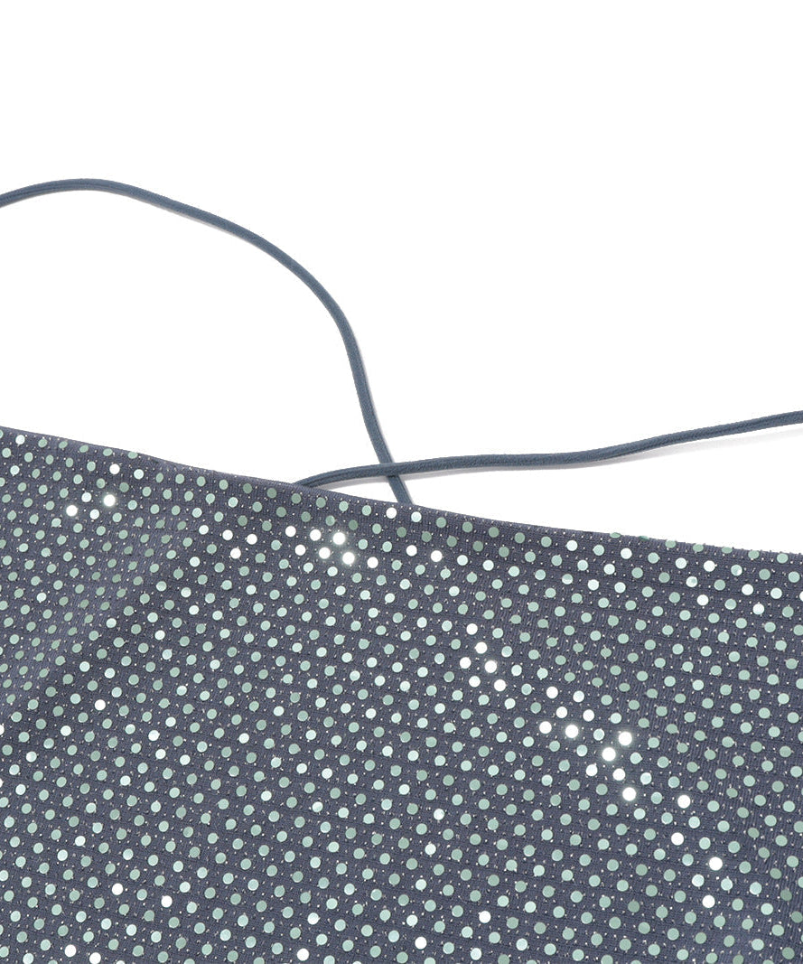 Dazzling Sequin Cowl Neck Cami Top – Adjustable Cross-Back for Holiday Parties & NYE