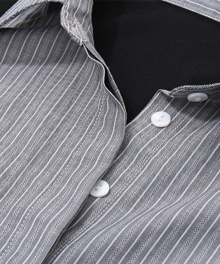 Effortless Chic Contrast Stripe Long Sleeve Polo Top - Your Fall & Holiday Go-To