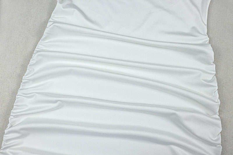 Chic White Floral One-Shoulder Ruched Mini Dress - Holiday Party & New Year's Eve Glam