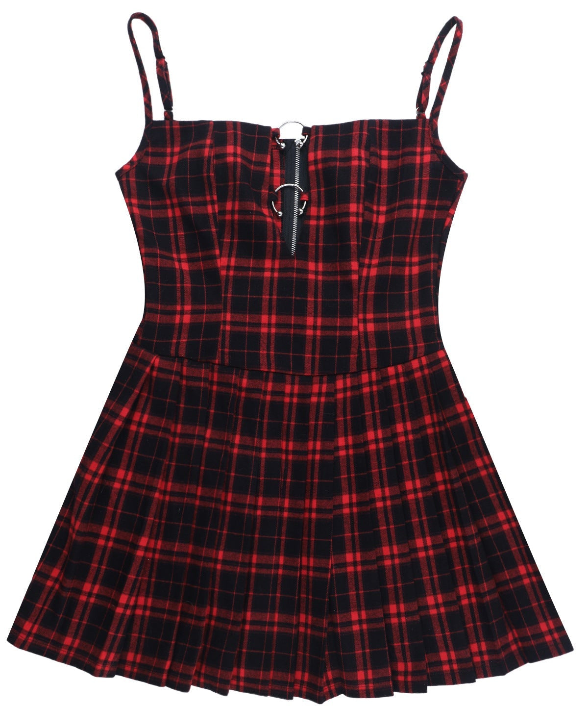 Edgy Plaid O-Ring Zip Mini Dress - Your Fall & Holiday Party Statement Piece