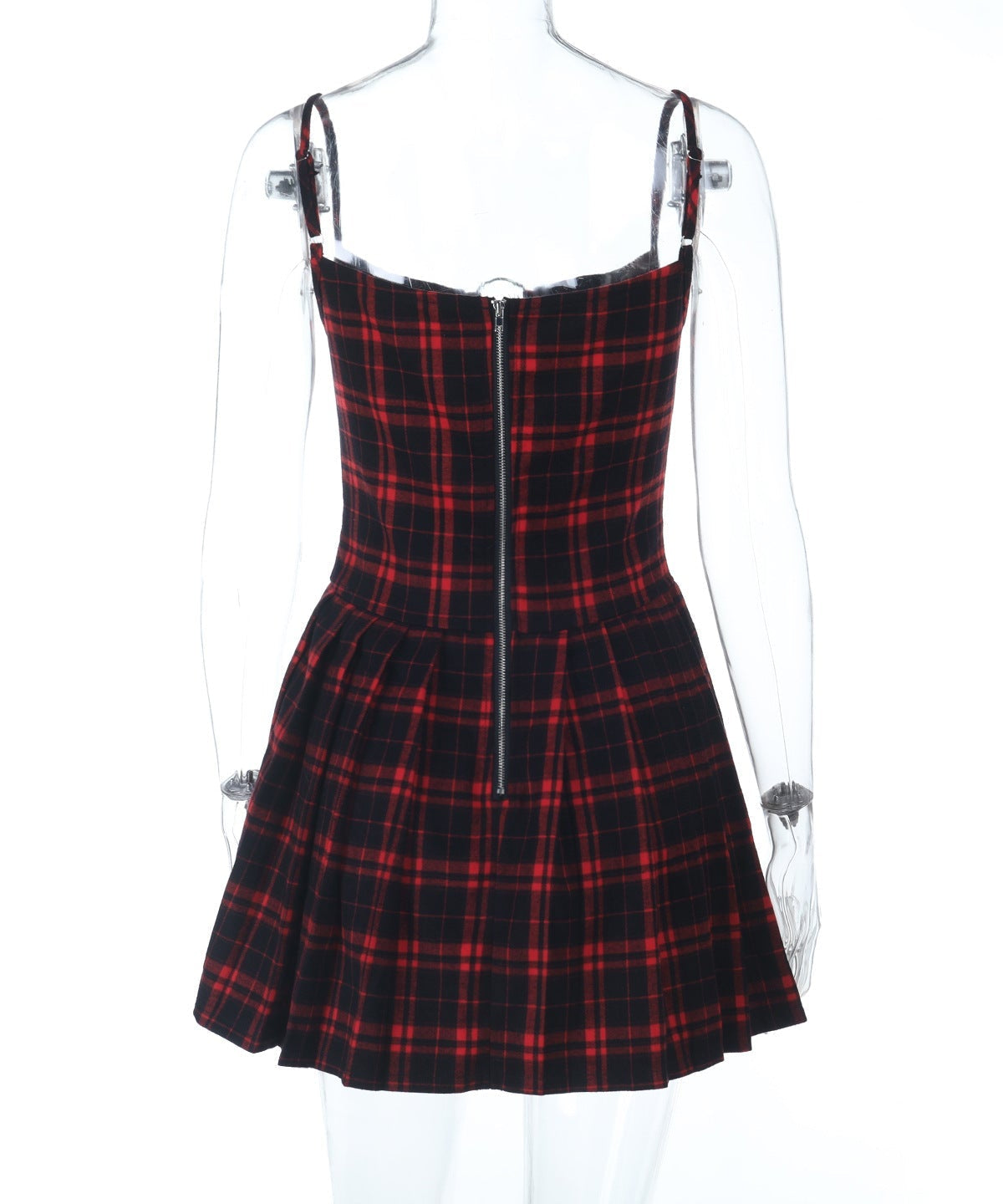 Edgy Plaid O-Ring Zip Mini Dress - Your Fall & Holiday Party Statement Piece