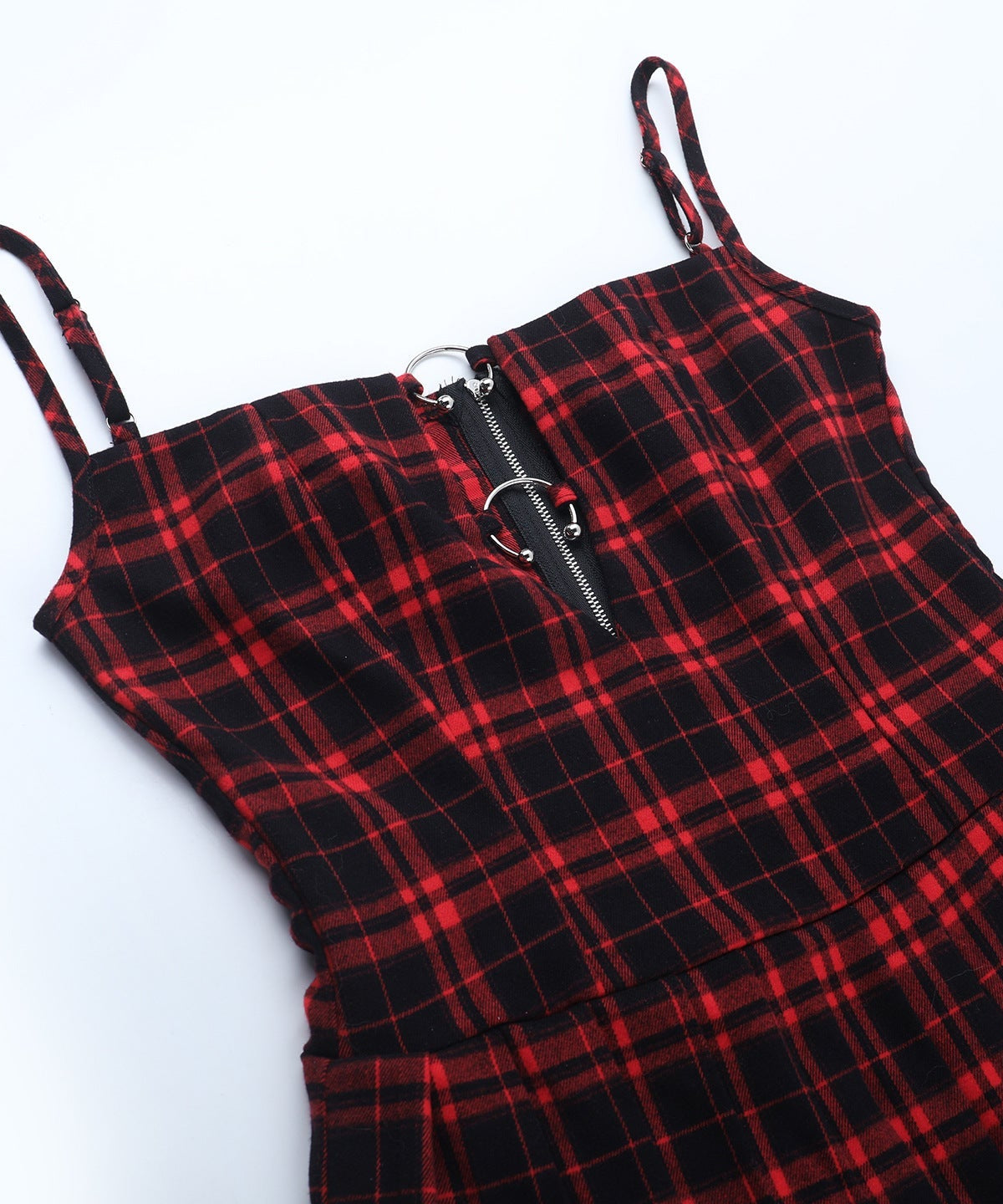 Edgy Plaid O-Ring Zip Mini Dress - Your Fall & Holiday Party Statement Piece