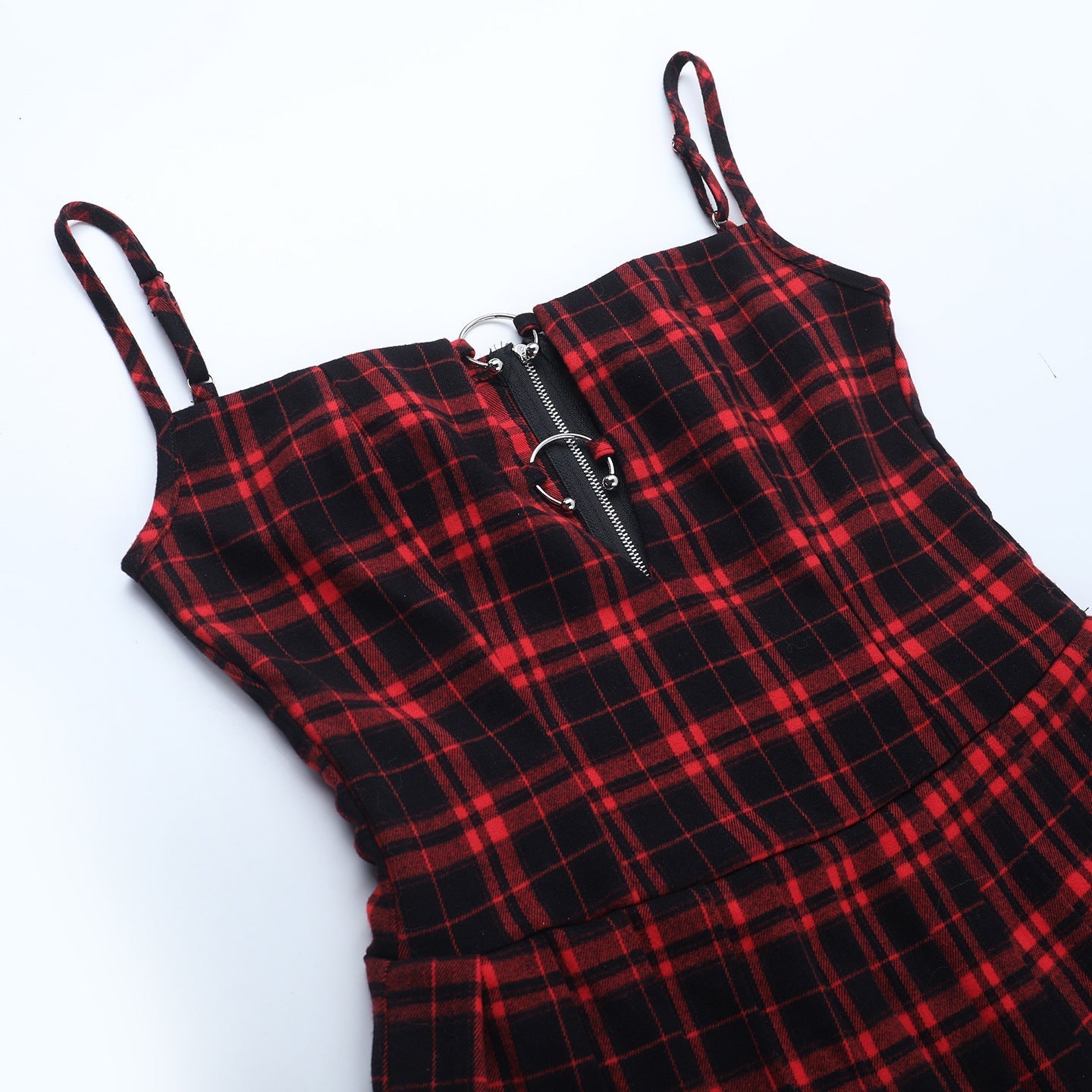 Edgy Plaid O-Ring Zip Mini Dress - Your Fall & Holiday Party Statement Piece