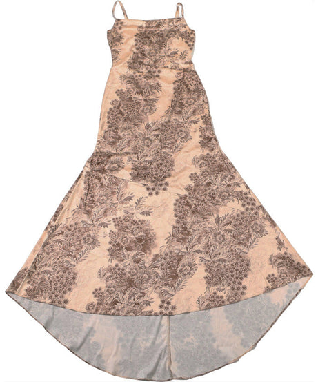 Elegant Autumn Bloom Maxi Dress | Square Neck Backless Cami Gown for Holiday & Fall Events