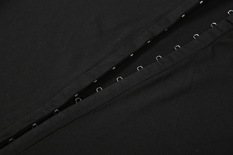 Women's Cozy Chic Black Athleisure Set: Zip-Up Mock Neck Crop Top & Flared Pants