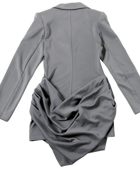 Chic Gray Ruched Blazer Mini Dress | Your Go-To for Holiday Parties & Winter Style