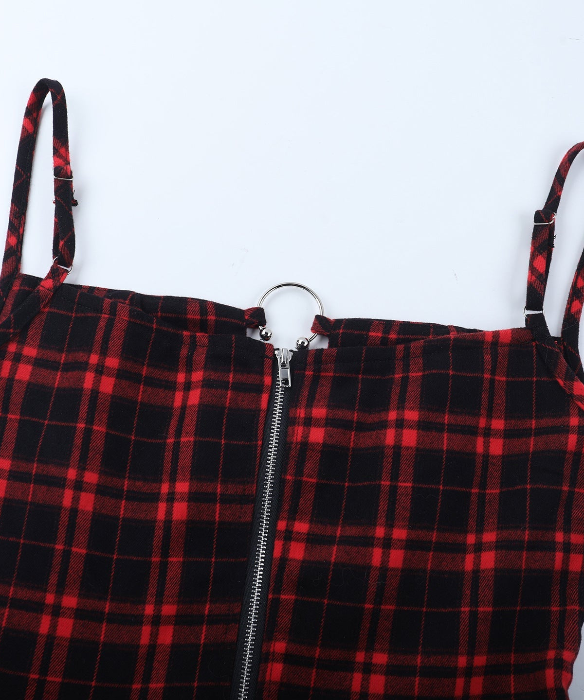 Edgy Plaid O-Ring Zip Mini Dress - Your Fall & Holiday Party Statement Piece