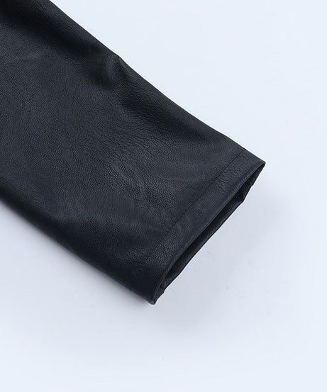 Edgy Goth Faux Leather Asymmetrical Buckle Shrug Top - Fall & Winter Statement Style