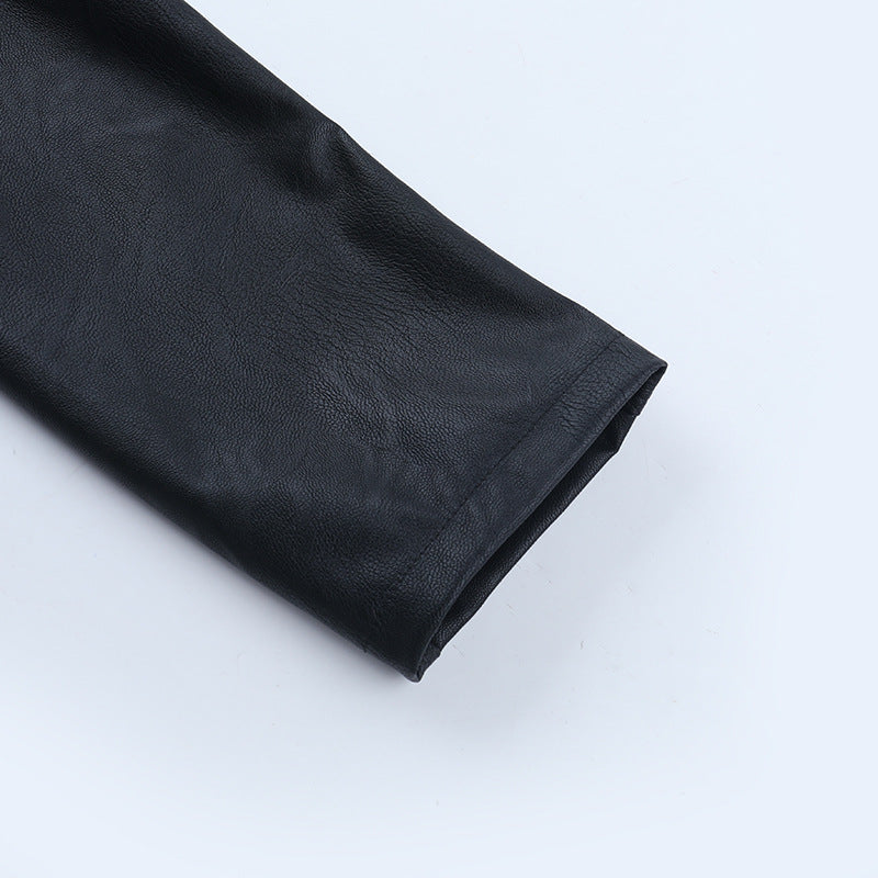 Edgy Goth Faux Leather Asymmetrical Buckle Shrug Top - Fall & Winter Statement Style