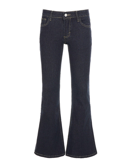 Women's Flattering Mid-Rise Dark Wash Flare Jeans – Fall & Holiday Essential