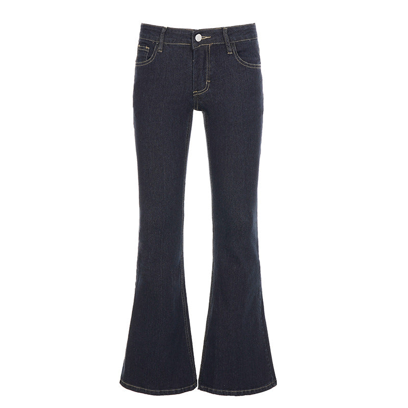 Women's Flattering Mid-Rise Dark Wash Flare Jeans – Fall & Holiday Essential