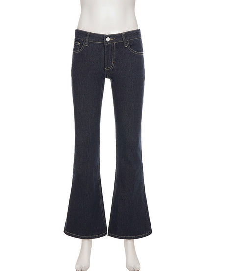 Women's Flattering Mid-Rise Dark Wash Flare Jeans – Fall & Holiday Essential