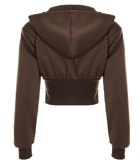 The 'It' Hoodie for Fall/Winter: Women's Cropped Corset Zip-Up in Rich Dark Brown | Comfort Meets Chic