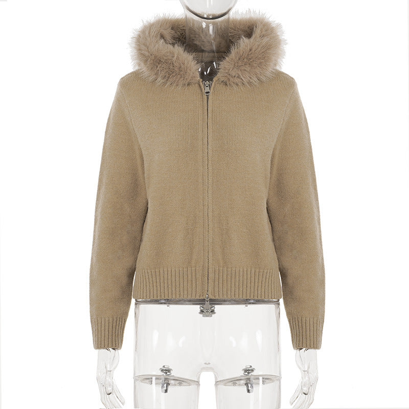 Cozy Chic Faux Fur Hooded Zip-Up Cardigan – Your Essential Fall & Winter Comfort Layer
