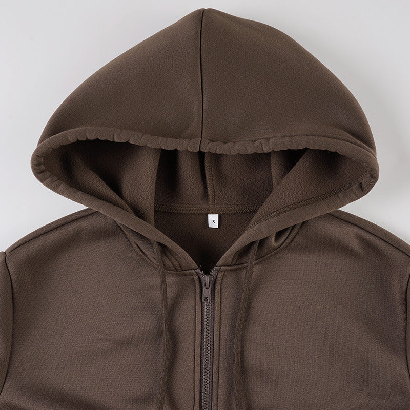 The 'It' Hoodie for Fall/Winter: Women's Cropped Corset Zip-Up in Rich Dark Brown | Comfort Meets Chic