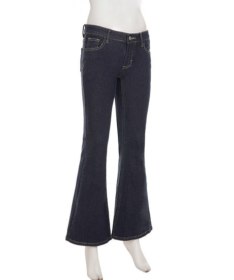 Women's Flattering Mid-Rise Dark Wash Flare Jeans – Fall & Holiday Essential