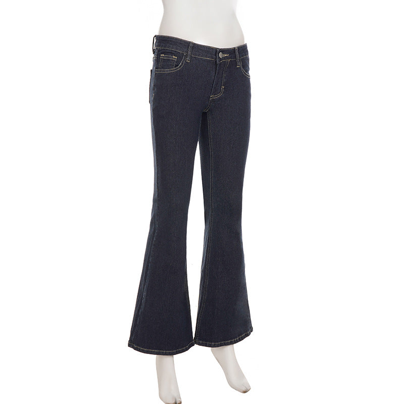 Women's Flattering Mid-Rise Dark Wash Flare Jeans – Fall & Holiday Essential